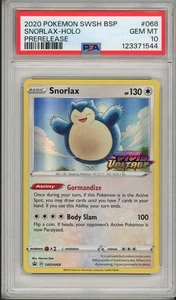 2020 Pokemon SWSH Black Star Promo Snorlax Holo Prerelease #068 PSA 10 - Picture 1 of 2