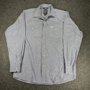 Camicia uomo Ariat Relentless grande L/G blu a righe western con bottoni elasticizzata - Foto 1 di 9