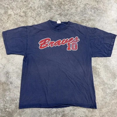 Vintage Atlanta Braves Shirt Mens MLB Baseball Chipper Jones 10 T-Shirt 2000s - Изображение 1 из 4