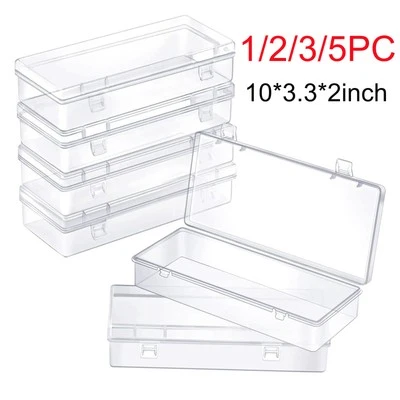 Clear Large Plastic Storage Container Box Hinged Lid Crafts Markers Pens Pencils - Image 1 of 4