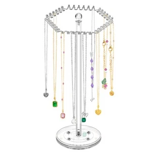 Acrylic Necklace Organizer Rotating Necklace Holder Hanger Clear Jewelry Orga... - Picture 1 of 6