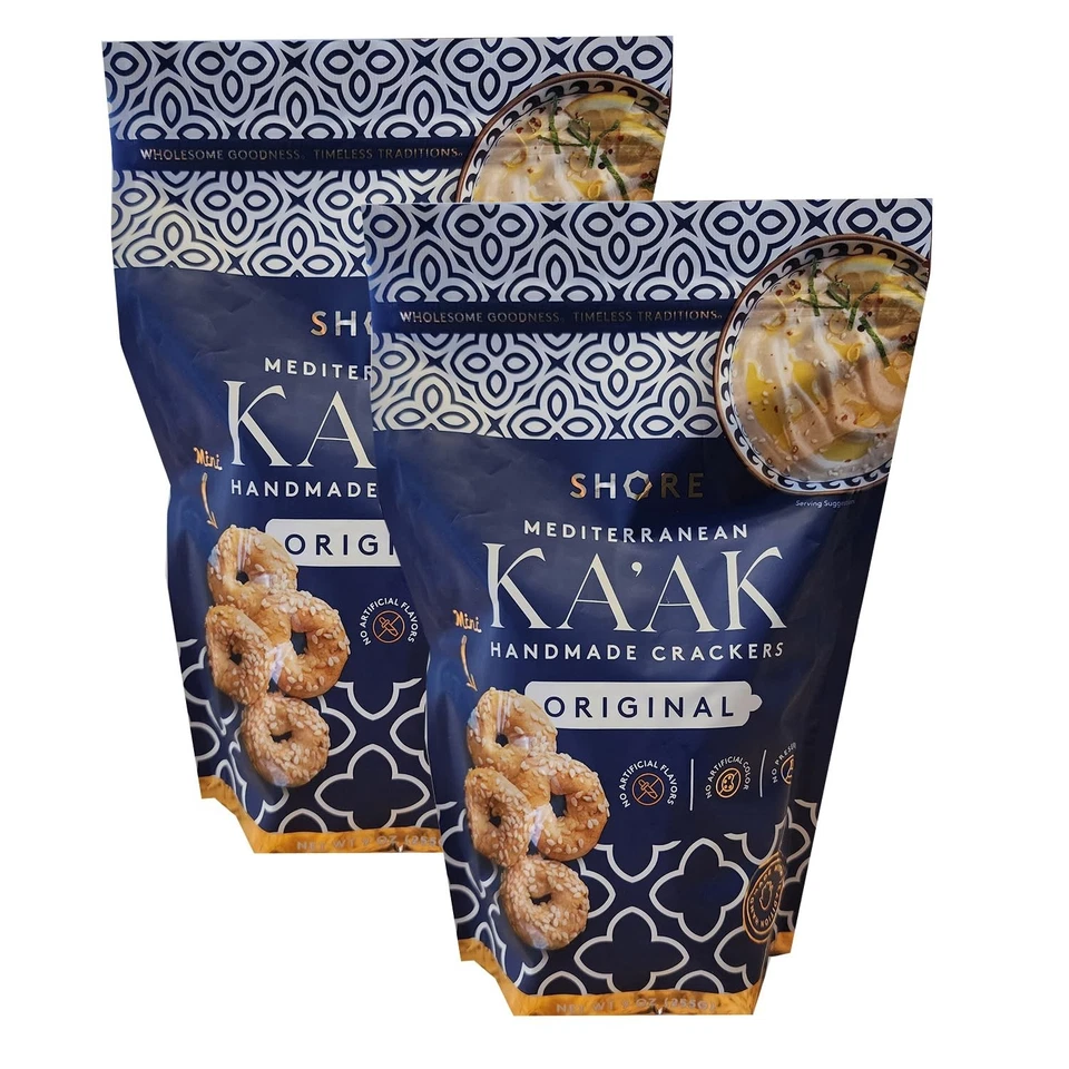 Galletas hechas a mano Shore Mediterranean KA'AK sabor original, ¡PAQUETE DE 2!  Bolsas de 9 oz Foto 1 de 1