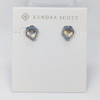 New Kendra Scott Tessa Silver Stud Earrings In Dichroic Glass - Image 1 of 3