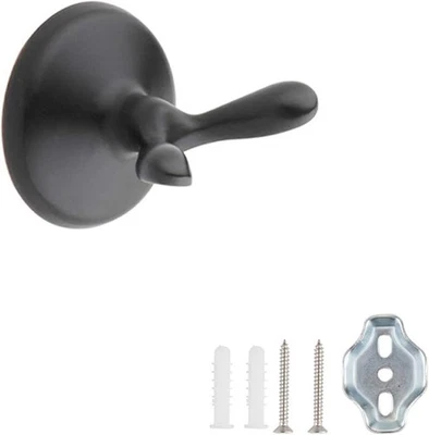 Paquete de 2 ganchos para toallas y batas de bronce frotado con aceite para montaje en pared para baño Foto 1 de 4