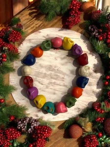 Vibrant Skull Bead Bracelet, Stretch Wristband, Unique Colorful Statement - Picture 1 of 2