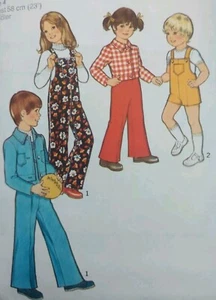 Vintage 1970s Style 1065 Toddler Dungarees Jacket Sewing Pattern Size 4 - Picture 1 of 3