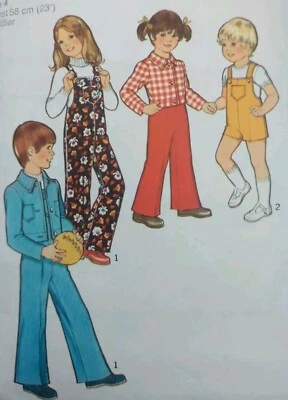 Vintage 1970s Style 1065 Toddler Dungarees Jacket Sewing Pattern Size 4 - Image 1 of 3