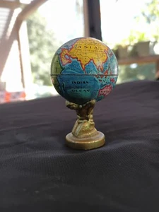 Antique Pre 1920 Atlas Metal Globe Pencil Sharpener Trade Routes - Picture 1 of 15