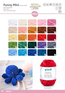 Gründl Funny Mini 15g Chenille Yarn Knitting Wool Amigurumi Chopping 25 Colors - Picture 1 of 47