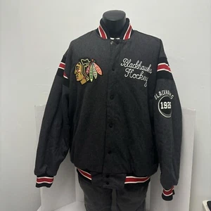 Vintage Chicago Blackhawks Wool Reversible Chainstitch Letterman Jacket Coat NHL - Bild 1 von 9