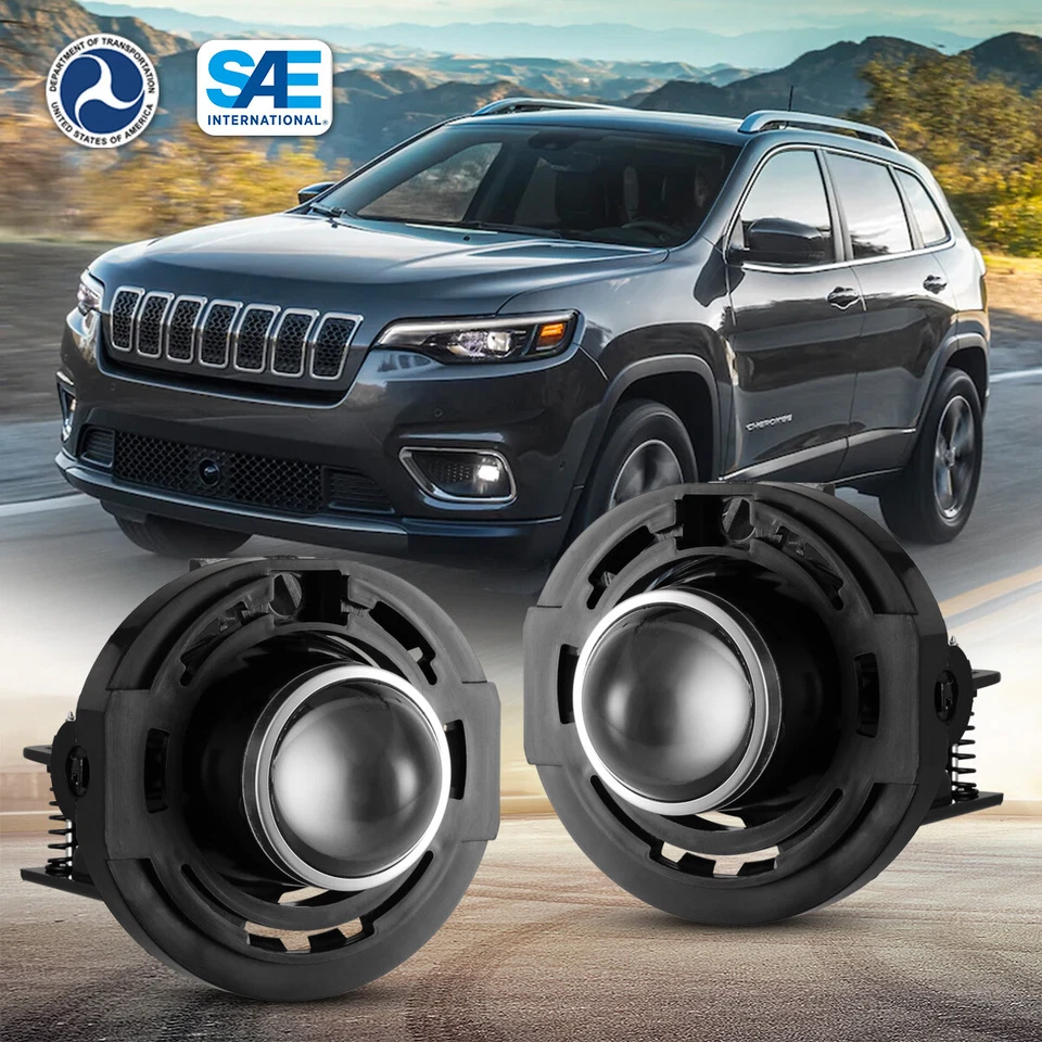 for 11 CHRYSLER Dodge Jeep Cherokee Fog Lights Replacement Lamps Bulb Clear Set