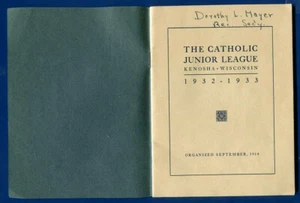 Kenosha Wisconsin Catholic Junior League 1932-1933 Costituzione Membri libretto - Foto 1 di 4