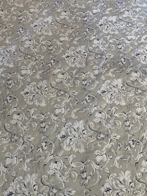 Croscill 被子/ 2 Shams King 软灰色蓝色白色花卉藤蔓 101"X87" — 第 1/4 张图片