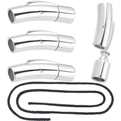 10sets Stainless Steel Bayonet Clasps Barrel Curved Column Clasps hole 5mm - Image 1 of 4