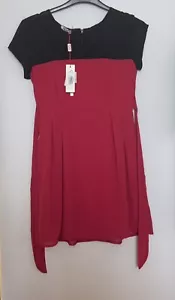 BNWT WAL G Black Mix Tie Waist Dress Size M 10 - Picture 1 of 7