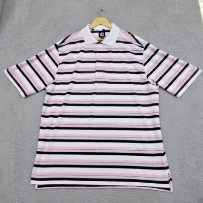 Camisa de golf FootJoy para hombre XL rosa negro a rayas polo ropa deportiva de rendimiento elegante Foto 1 de 4