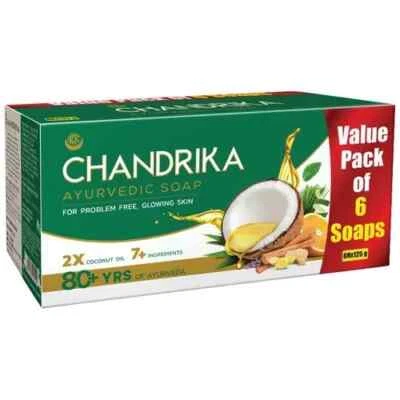 6x Jabón Ayurvédico Chandrika Hecho a Mano - Piel Transparente Sin Problemas - 125g - Envío Gratis Foto 1 de 4