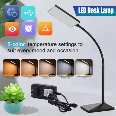 12W Desk Lamp 72 LED Eye-Caring Dimmable Table Lamp w/USB Port For Office Home - Image 1 of 4