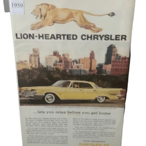 Vintage 1959 Chrysler Lion Hearted Let’s You a Relax Ad Advertisement - Picture 1 of 4