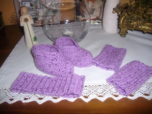 Set Babyschuhe, Stulpen Stirnband , GEHÄKELT, Handarbeit -Unikat Neu! - Bild 1 von 9