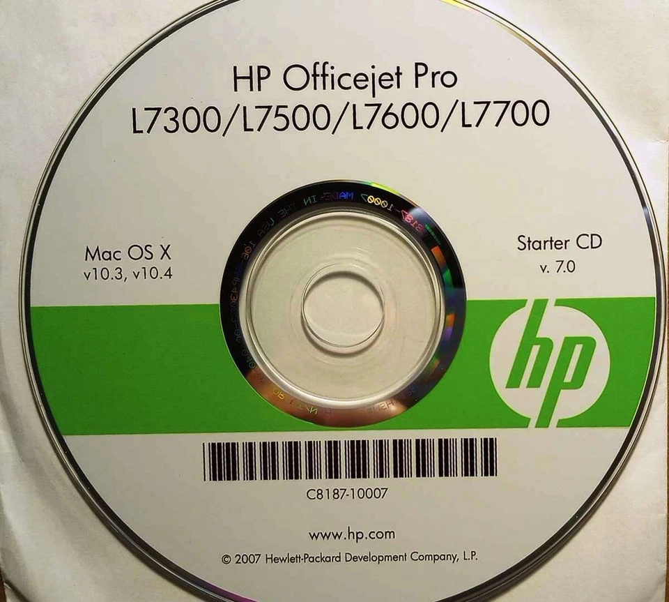 HP Drivers & Utilities (for Mac OS) CD Officejet Pro L7300 L7500 L7600 L7700 - Image 1 of 1