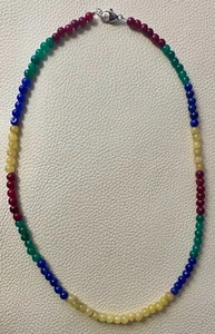 Collar 46 cm Esmeralda, rubi, zafiro azul y amarillo. Cierre plata de ley maciza - Imagen 1 de 6