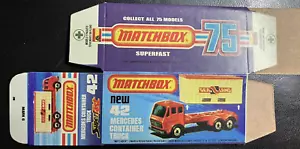 Matchbox Superfast #42 Mercedes Container Truck '74-'76 Type J Repro Box - Picture 1 of 2
