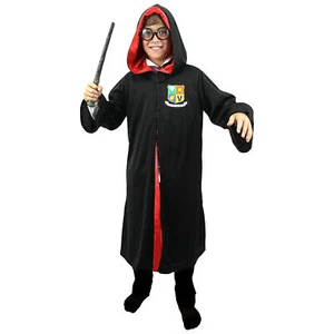 KINDER ZAUBERER KOSTÜM JUNGEN MÄDCHEN BUCHWOCHE KOSTÜM OPTIONAL BRILLE UND ZAUBERSTAB - Bild 1 von 8
