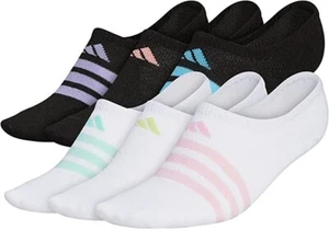 NEW Adidas FZ7078 Girls 6 Pack Superlite No Show Socks Size Large 3Y-9 - Picture 1 of 2