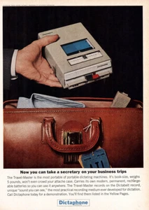 1964 Dictaphone: Prendi una segretaria nei tuoi viaggi di lavoro pubblicità stampa d'epoca - Foto 1 di 1