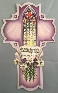 VINTAGE DIE CUT CROSS HOLY CARD - Bild 1 von 2