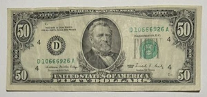 Miscut 1988 $50 Dollar Bill S/N D10666926A Cleveland, OH - Picture 1 of 6