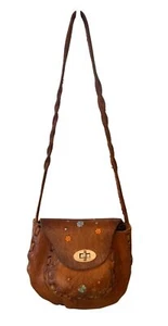 Vintage 70’s Handcrafted Tooled Leather Shoulder Bag With Floral Embossing - Picture 1 of 13
