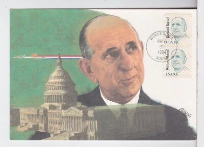 TurtlesTradingPost- Richard Russell, Legislator  1984 #1853 FDC Maximum Card - Image 1 of 2