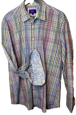 Camisa Tallia Para Hombre XL Vestido 17.5 Abotonada Manga Larga Hermosos Colores Vibrantes Foto 1 de 4