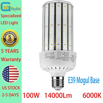  LED Corn Light 100W 480V Wall Pack Flood High Bay Fixture E39 Mogul Base Bulb - Image 1 of 4