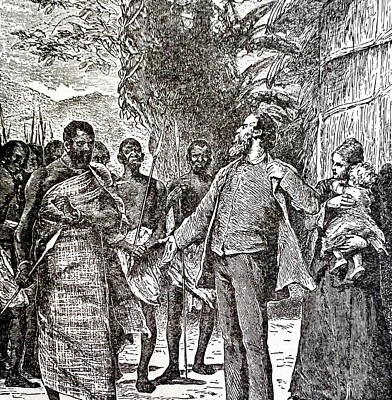 Robert Moffat And Tribe 1890 木质雕刻维多利亚斯坦利非洲 DWAA2A — 第 1/2 张图片