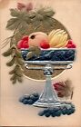 Beautiful Fruit Bowl, Vibrant Colors, Heavily Embossed Postcard