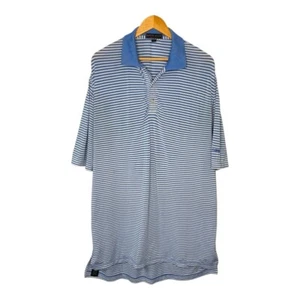 Polo de golf Peter Millar Summer Comfort a rayas azul blanco NAIOP para hombre grande - Imagen 1 de 8
