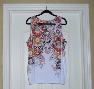 Chico's TOUCH of COOL FLORAL TANK TOP Size 4 XXL 20/22 Nectarine Cream NWT $40 - Picture 1 of 10