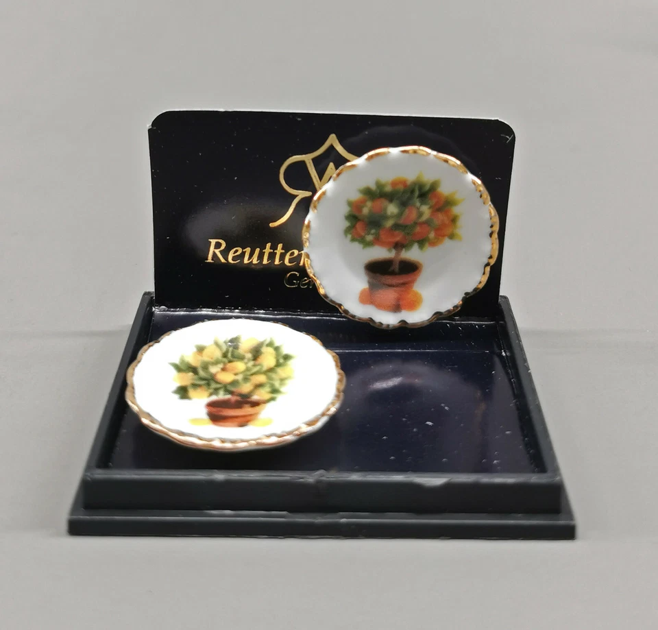 9911082 Reutter Puppenstuben-Miniatur Porzellan Teller mediteran Orangenbau - Bild 1 von 2