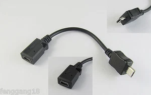 USB 2.0 Mini 5 Pin Female To Micro 5 Pin Male Adapter Data Converter Cable Cord - Picture 1 of 1