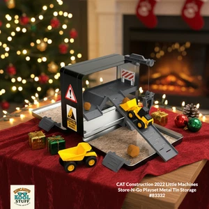 CAT Construction 2022 Little Machines Store-N-Go Playset Metal Tin Storage #8333 - Picture 1 of 11