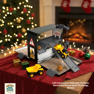 CAT Construction 2022 Little Machines Store-N-Go Playset Metal Tin Storage #8333 - Image 1 of 4