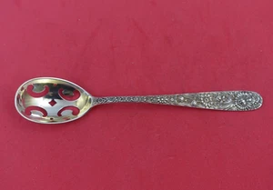 Repousse by Kirk Sterling Silver Olive Spoon Gold Washed Pierced Original 6" - Picture 1 of 3