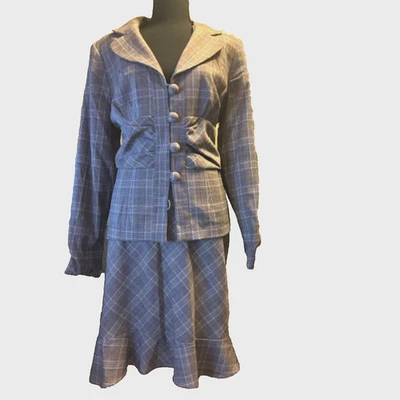 Traje falda/chaqueta Jennifer Eden nuevo con etiquetas. Cuadros Negro/Rosa Adornado con Botones Talla 14 Foto 1 de 4