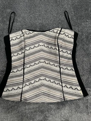 White House Black Market Bustier Corset Top Black/Silver Strapless Sz 6” - Image 1 of 4