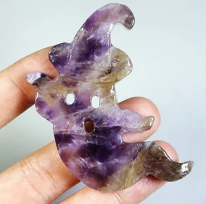 Pietra cristallo quarzo ametista Chevron sogno naturale intagliato fantasma guarigione teschio - Foto 1 di 9