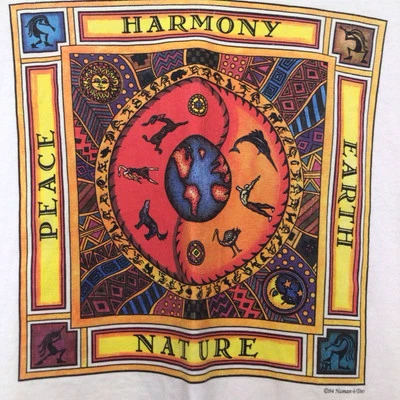 Camisa Individual Vintage Años 90 Human-I-tees Harmony Peace Nature Earth 1994 Talla XL Foto 1 de 4