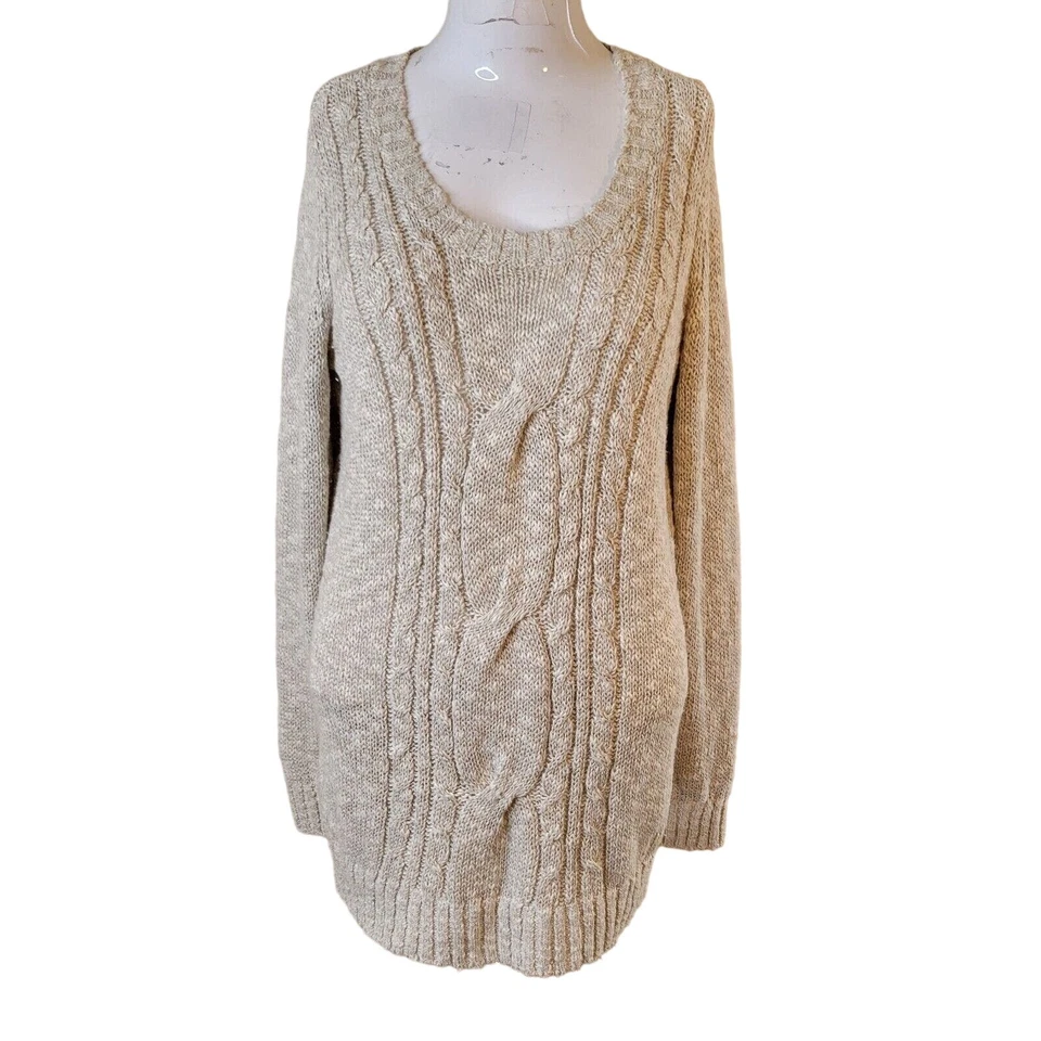 Tommy Bahama Large Sweater Women cable knit linen scoop neck sheer stretch - Image 1 of 4